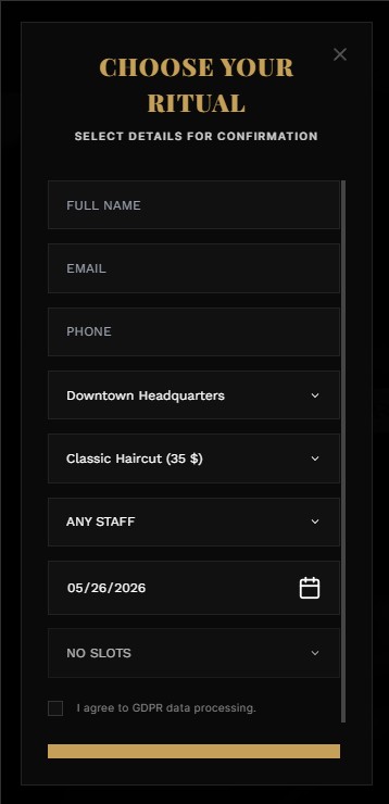 Booking Screen Mockup